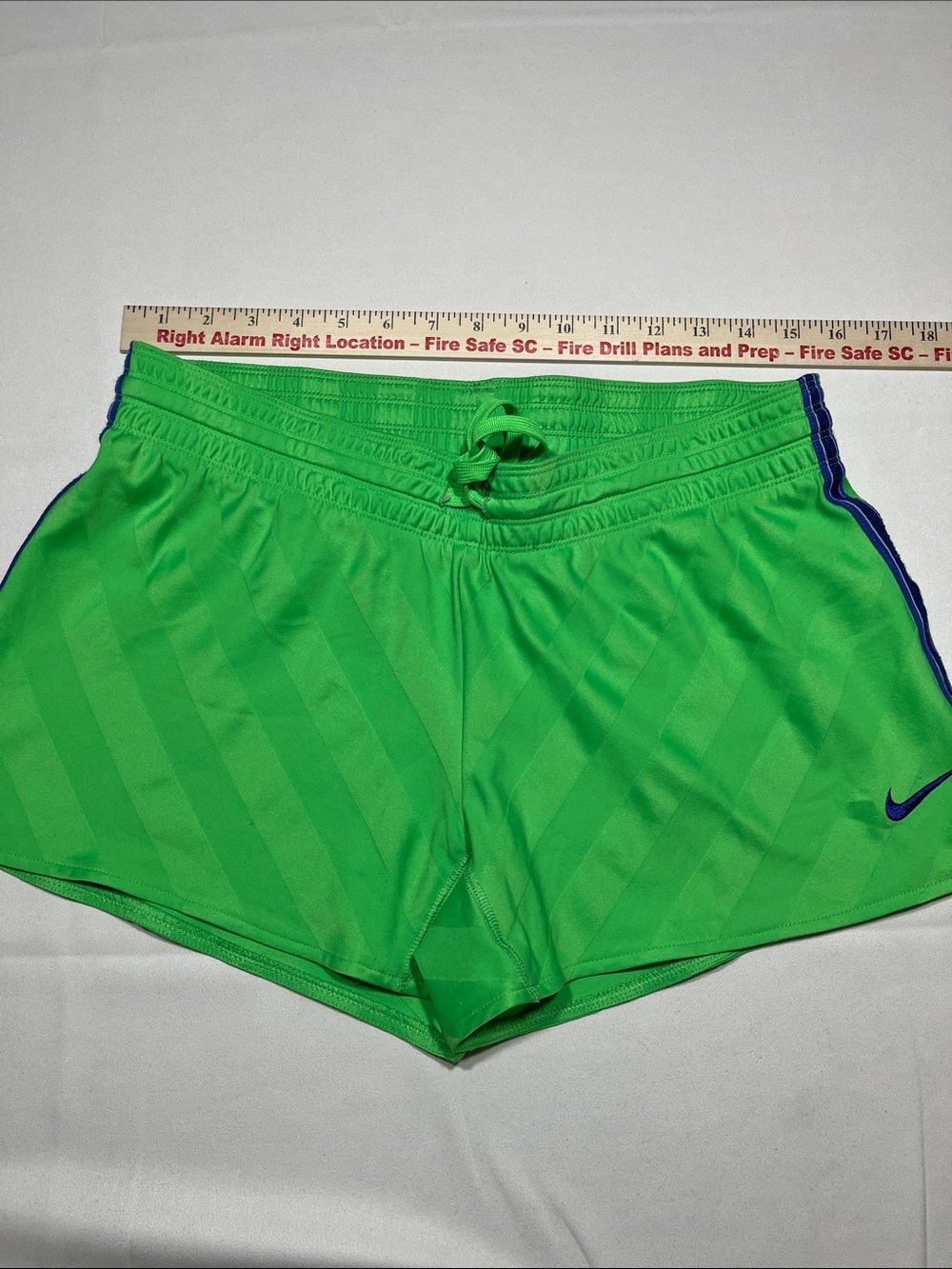 Nike Dri-FIT Running Shorts Large Neon Green Blue Athletic Drawstring